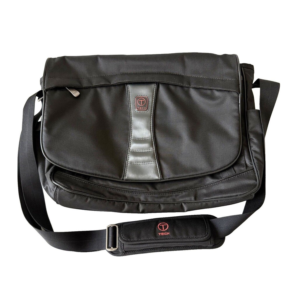 TUMI T-TECH EXPANDABLE MESSENGER LAPTOP NYLON SHOULDER BLACK BAG 55308D PADDED